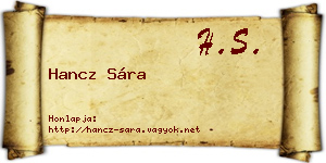 Hancz Sára névjegykártya